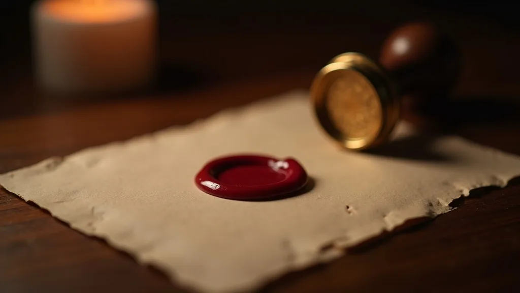 sceau de cire rouge et cachet de laiton sur papier crème a Grenoble